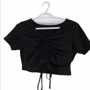 SHEIN TYE UP BLACK TSHIRT